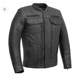 Mens Black Leather First Manufacturing Raider Tactical CCW Motorcycle Jacket